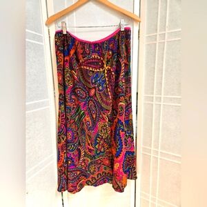 Karen Kane vintage 100% silk paisley multicolor midi skirt